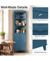 Volenca 68-in Tall Bathroom Floor Storage Cabinet with Fluted Doors, 55-lb per Shelf