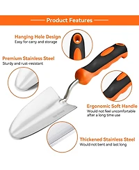 Xdovet Garden Tool Set 3-in-1 Heavy-duty Trowel Transplanter Cultivator Cast-aluminum Rust Resistance Non-slip Softgrip Handles
