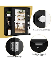 Volenca Wall-Mounted Bathroom Mirror Cabinet with Open Shelves, 26-in W
