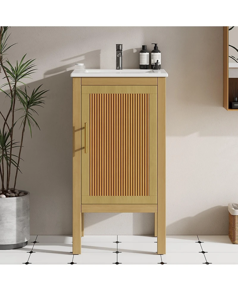Phying 18 Inch Small Space Bathroom Cabinet with Soft Closing Hinges Space Saving Storage Furniture for Compact Bathrooms Apartments