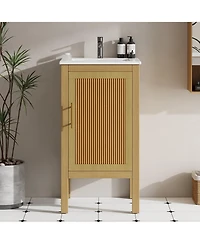 Phying 18 Inch Small Space Bathroom Cabinet with Soft Closing Hinges Space Saving Storage Furniture for Compact Bathrooms Apartments
