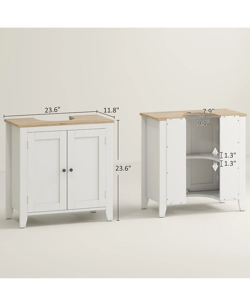 Phying Pedestal Sink Cabinet Multipurpose Under Sink Storage Cabinet with U Shape Design and Adjustable Shelf