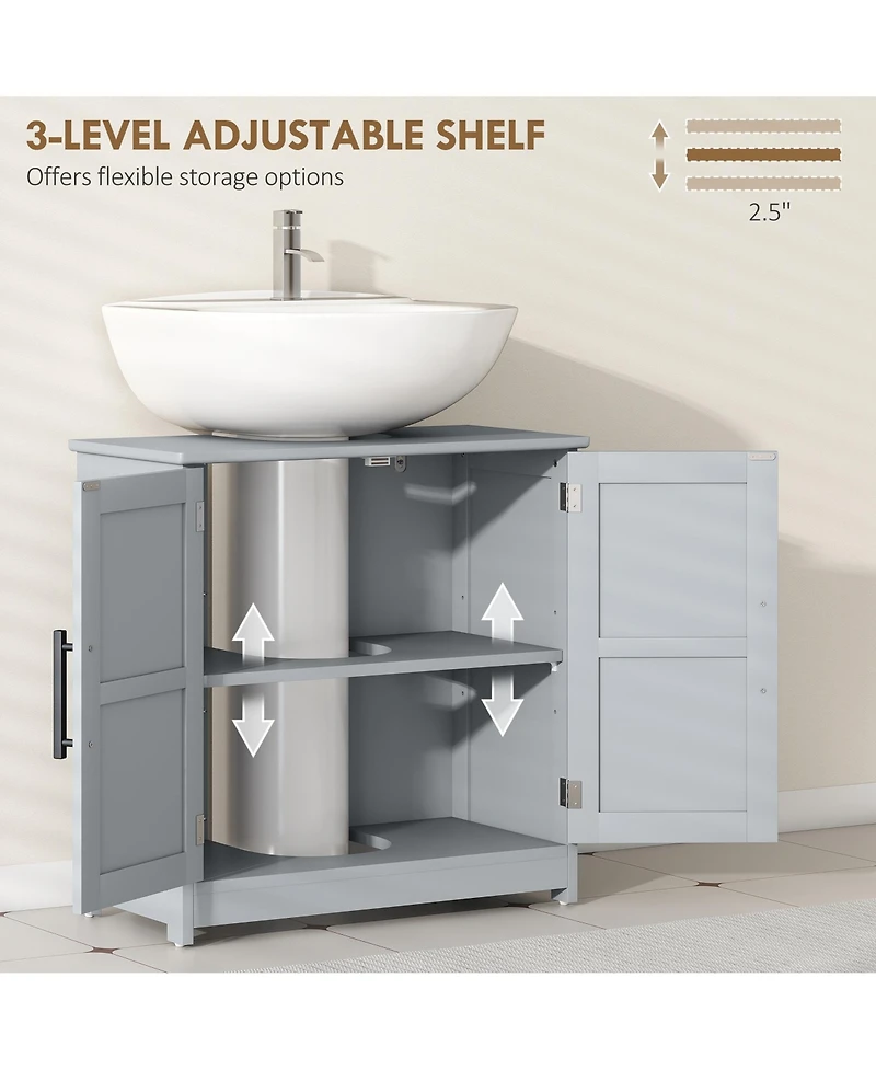 Phying Farmhouse Bathroom Sink Cabinet Freestanding Pedestal Sink Storage Cabinet with Barn Doors and Adjustable Shelf