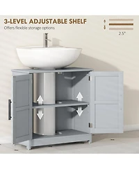 Phying Farmhouse Bathroom Sink Cabinet Freestanding Pedestal Sink Storage Cabinet with Barn Doors and Adjustable Shelf