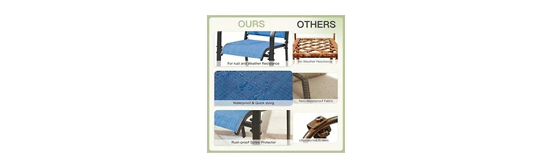 Erommy 5 Piece Patio Dining Set, Outdoor Table And Textilene Chairs Set For 4