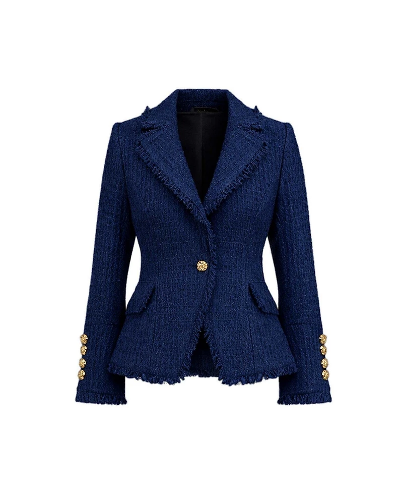 The Noli Shop Women's Giselle Single Breasted Tweed Blazer