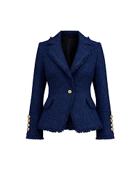 The Noli Shop Women's Giselle Single Breasted Tweed Blazer