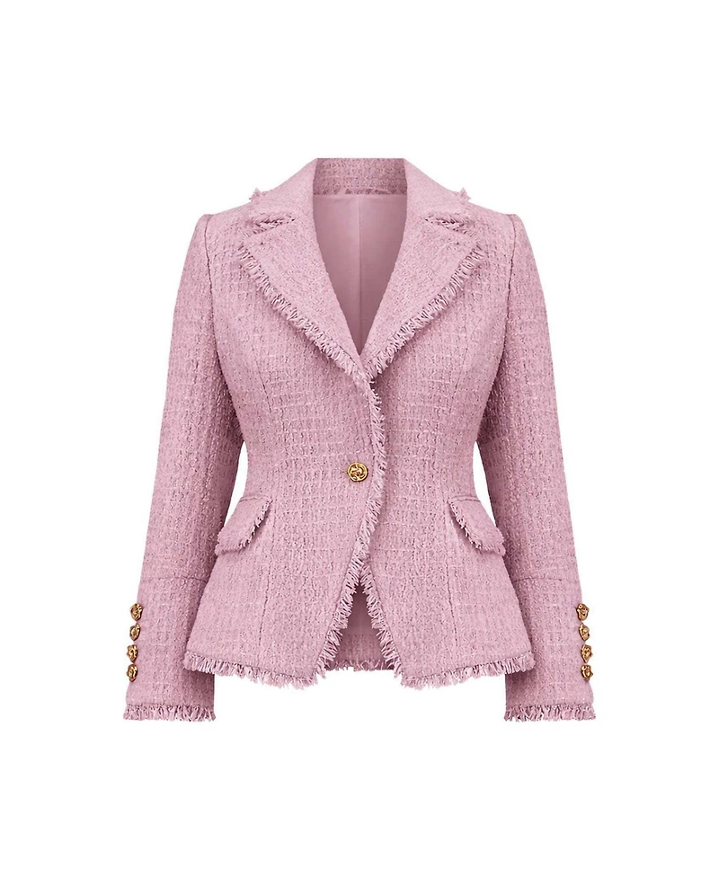 The Noli Shop Women's Giselle Single Breasted Tweed Blazer