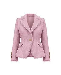 The Noli Shop Women's Giselle Single Breasted Tweed Blazer
