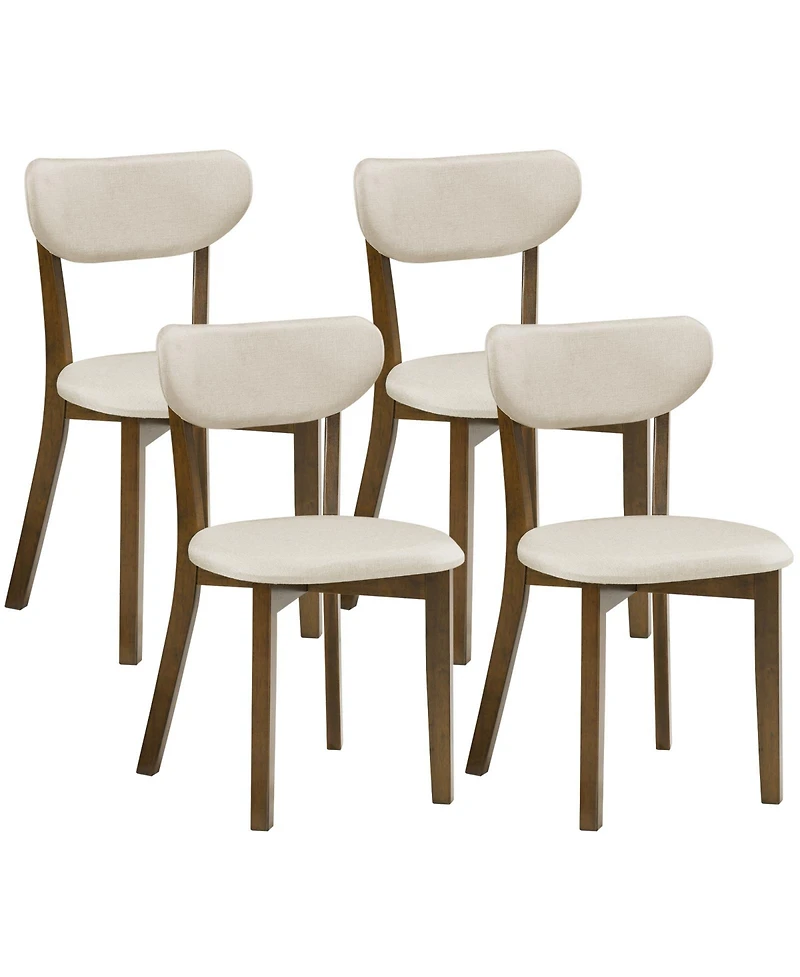 Costway Upholstered Dining Chairs with Solid Rubber Wood Frame, Curved Backrest