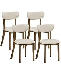Costway Upholstered Dining Chairs with Solid Rubber Wood Frame, Curved Backrest