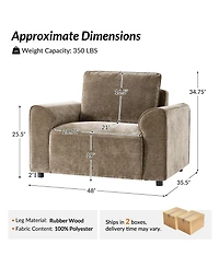 Hulala Home Bernice Modern Oversized Armchair with Removable Back Cushion