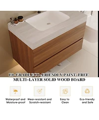 Phying 29.9 Inch Modern Floating Bathroom Vanity Wall Mounted Bath Cabinet Sink Space Saving Bathroom Furniture for Small Bathrooms Apartments