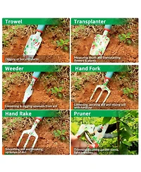 Xdovet Garden Tools Set Trowel Rake Weeder Pruner Tote Apron Gloves Kneeler