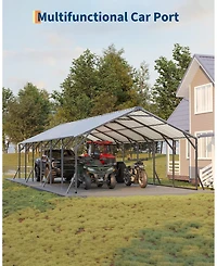gaomon Heavy Duty Steel Metal Carport Outdoor Storage Shelter with Vertical Roof