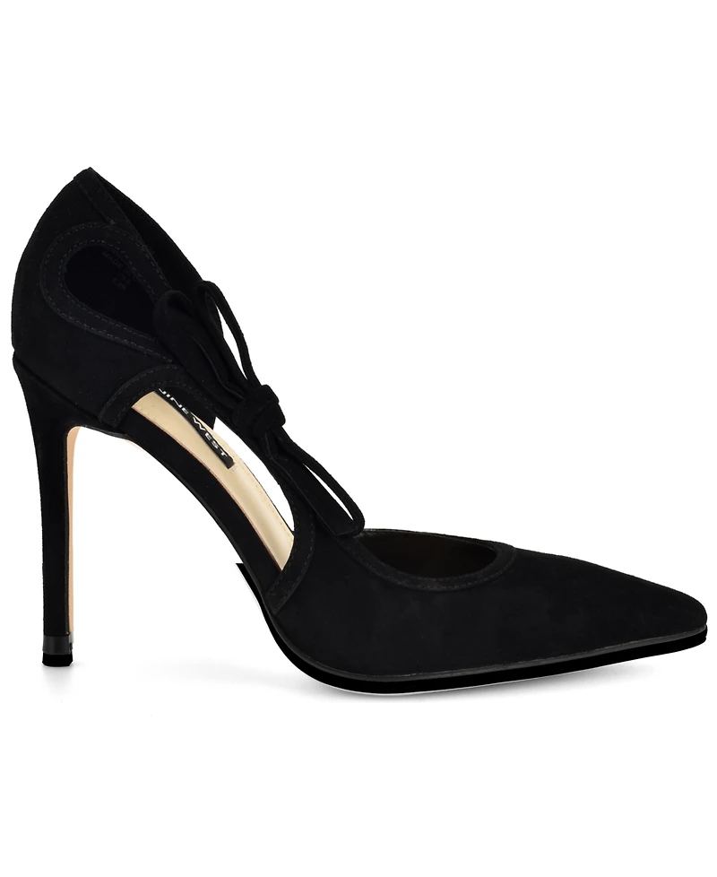 Nine West Women's Famila Bow D'Orsay Suede Slip-On Dress Pumps
