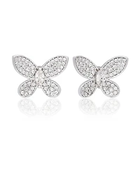 Suzy Levian New York Sterling Silver Pave Cubic Zirconia Butterfly Stud Earrings