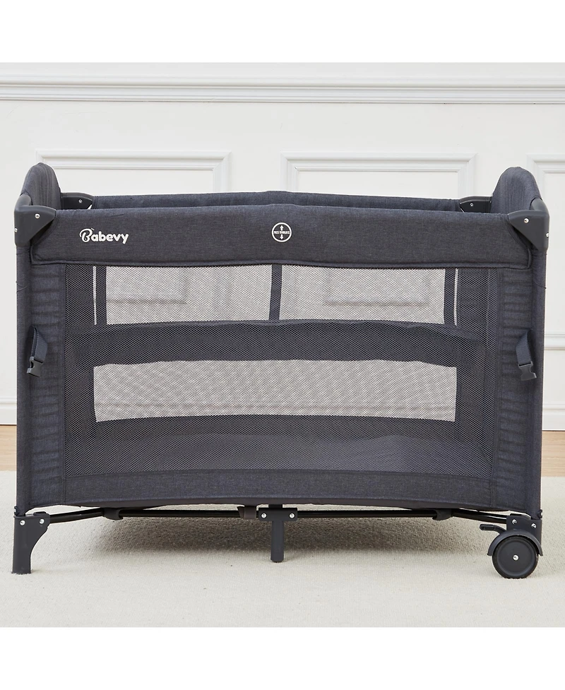 homfan 110L x 78W x 77H cm Baby Playard with Pad, Infant Playpen with Mesh Sides, Foldable Travel Activity Center for Indoor Outdoor Use