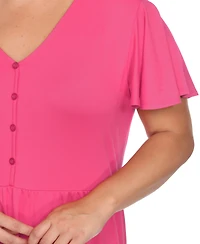 White Mark Plus Ruffle-Sleeve Tiered Dress