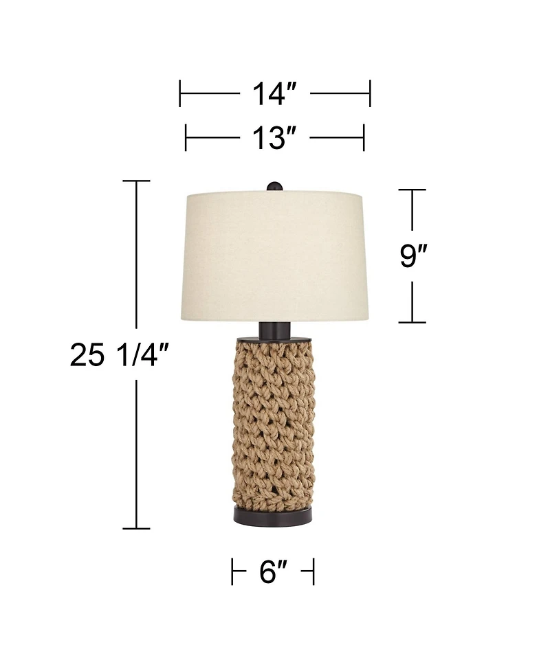 360 Lighting Ciera 25 1/4" High Farmhouse Rustic Modern Table Lamps Set of 2 Natural Bronze Rope Wrapped Living Room Bedroom