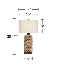 360 Lighting Ciera 25 1/4" High Farmhouse Rustic Modern Table Lamps Set of 2 Natural Bronze Rope Wrapped Living Room Bedroom