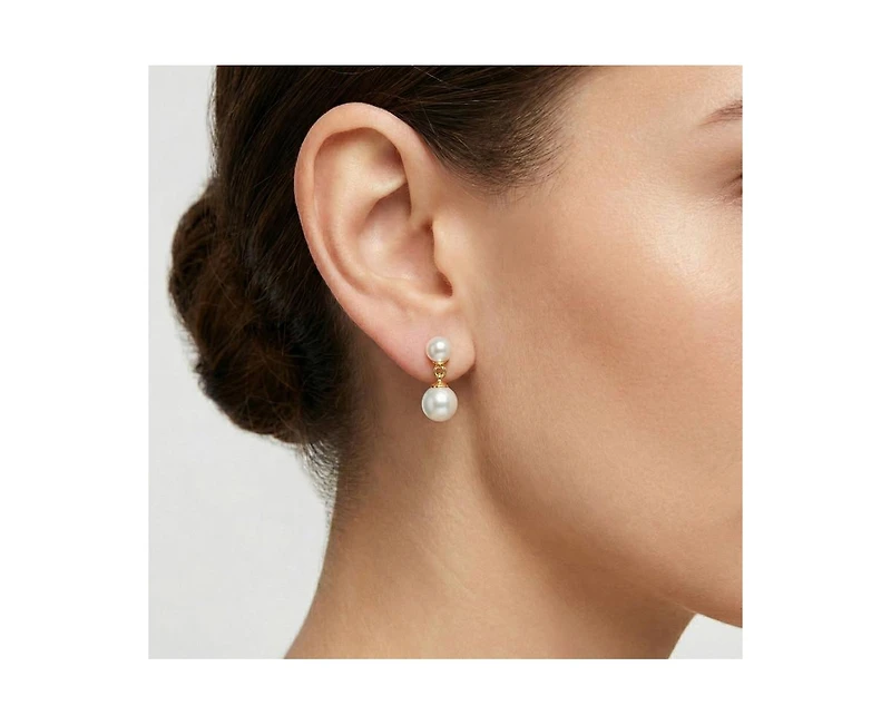 Genevive Elegant Sterling Silver Freshwater Pearl Dainty Drop Earrings