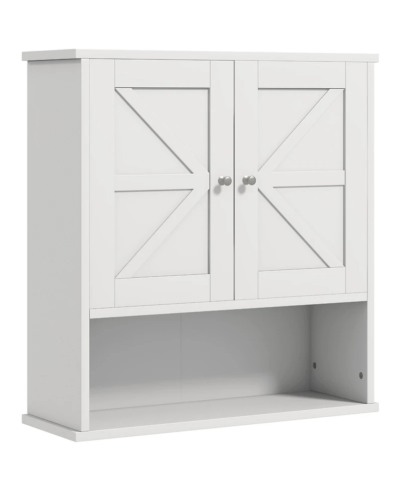 Busdays Barn Door Farmhouse Medicine Cabinet Wall Mounted with Adjustable Shelf for Bathroom Laundry Room