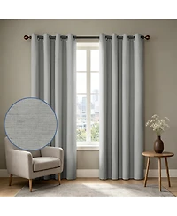 Linen Blend Total Blackout Grommet Curtains Pair