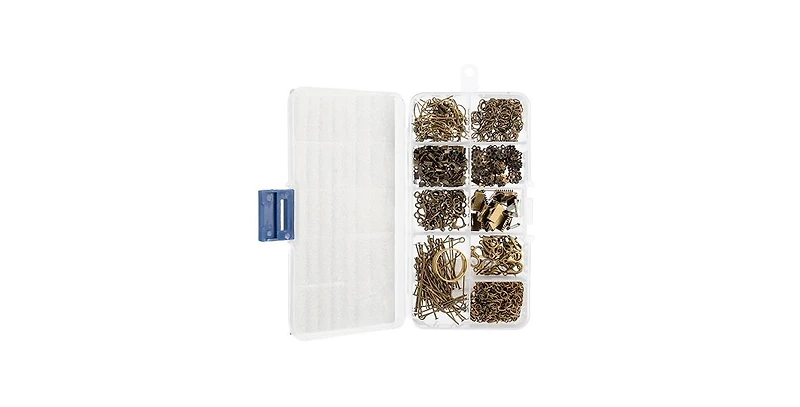 John Bead 9-Slot Antique Brass Jewelry Findings Kit Assortment, 461pcs