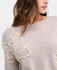 Charter Club Women's 100% Cashmere Boatneck Embroidered Floral Sweater, Macy's Exclusive