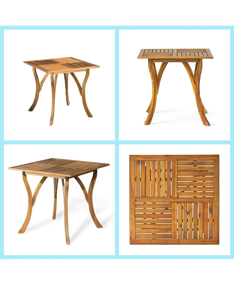 Asagikoiai 5-Piece Acacia Wood Outdoor Dining Set with Wicker Chairs and Cushions