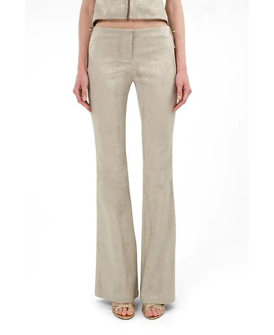 Nocturne Women's Snake Print Jacquard Flare Trousers
