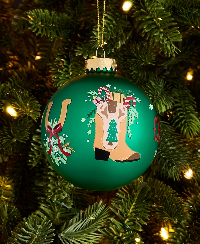 Holiday Lane Texas Cowboy Santa Ball Ornament, Macy's Exclusive
