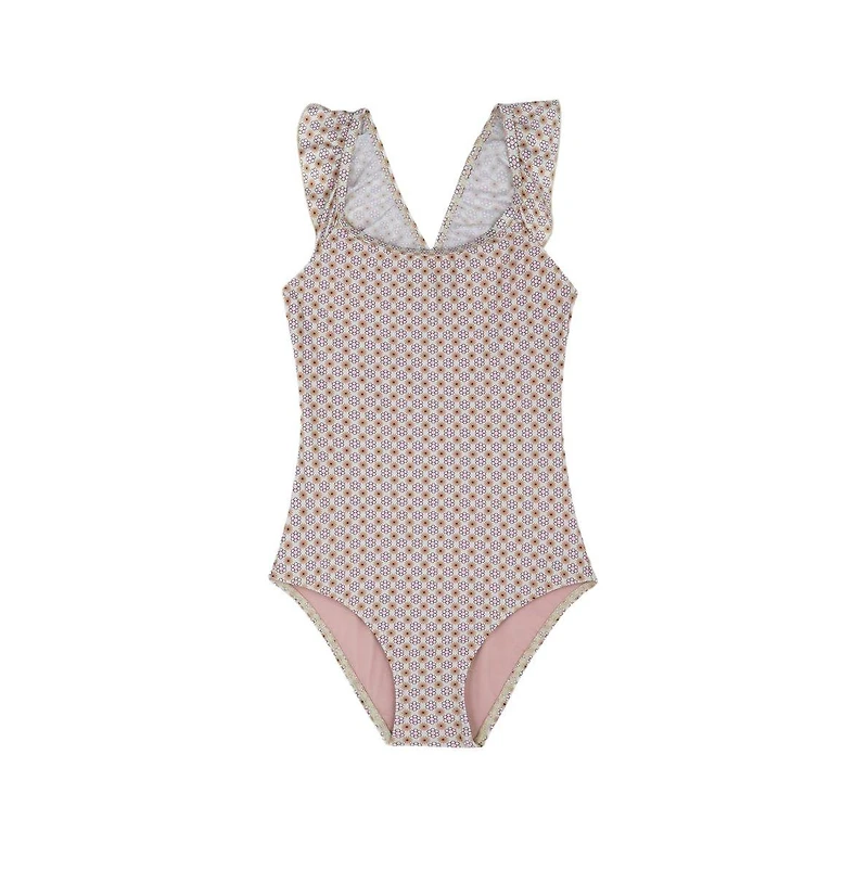 Gottex Kids Child Girls Vacation Mode Square Neck Ruffle One Piece