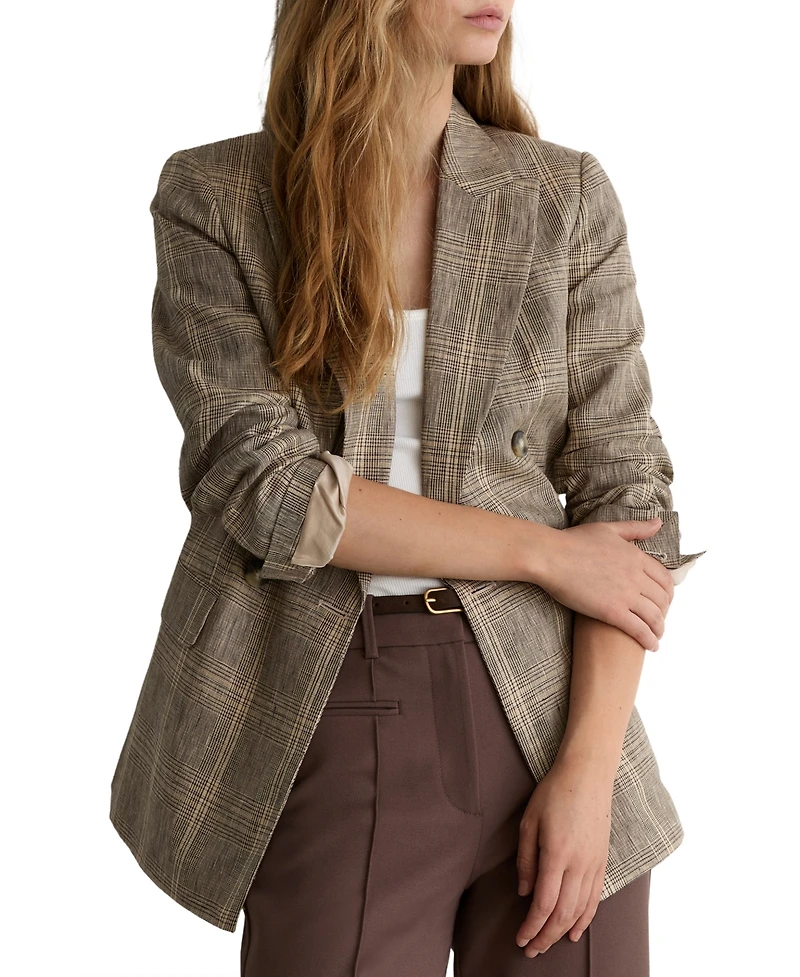 Reiss Women's Sybil Double Breasted Check Jacket