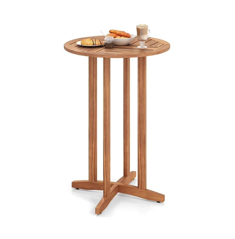 Boyel Living Outdoor Acacia Wood Bar Table with Slatted Table Top