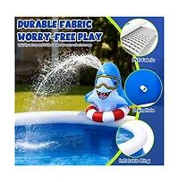 Aofar 8FT Inflatable Shark Sprinkler Pool Kids Adults Outdoor Water Play