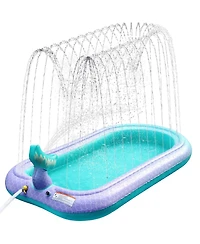 Aofar 68" Mermaid Splash Pad Sprinkler Pool Kids Outdoor Water Play Mat Inflatable Wading Pool Summer Gifts