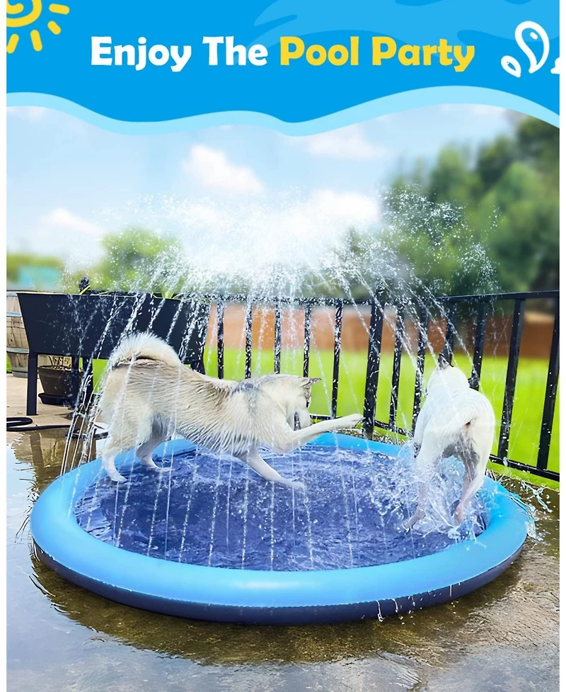 Aofar 97" Dog Splash Pad Sprinkler Pool Play Mat