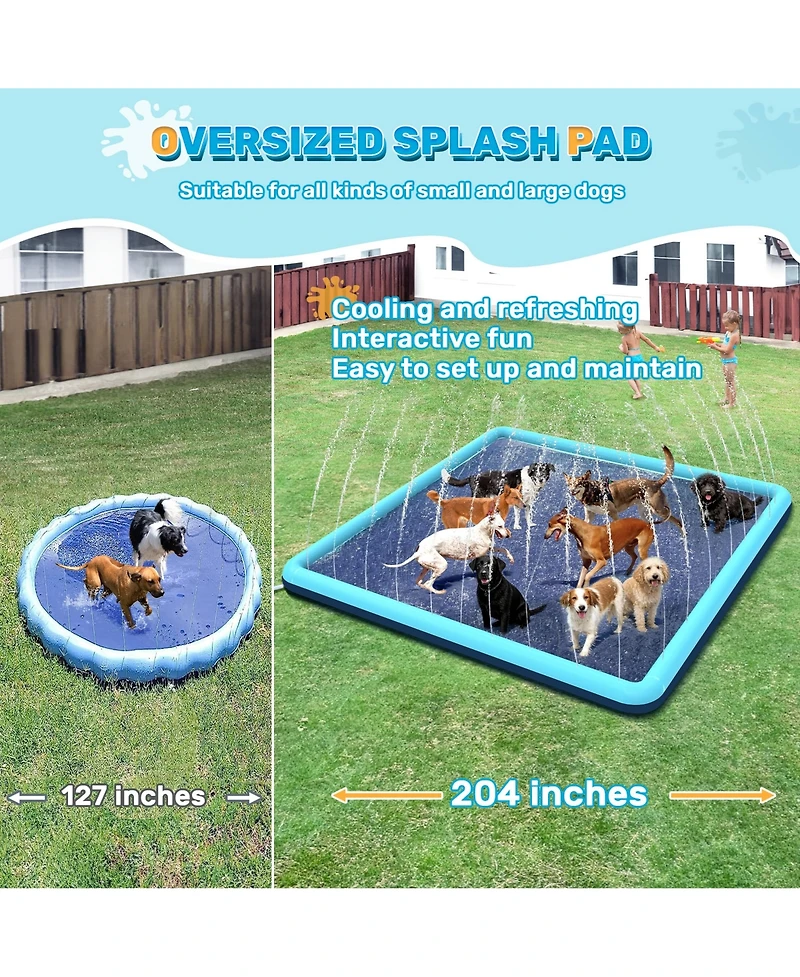 Aofar Dog Splash Pad Sprinkler Pool Outdoor Non-slip 204"x 204