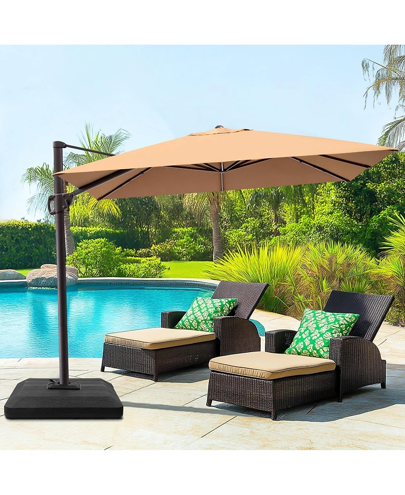 Pellebant Outdoor Patio 9X11Feet Aluminum Cantilever Umbrella with Base