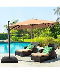 Pellebant Outdoor Patio 9X11Feet Aluminum Cantilever Umbrella with Base