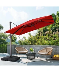 Pellebant Outdoor Patio 9X11Feet Aluminum Cantilever Umbrella with Umbrella Base