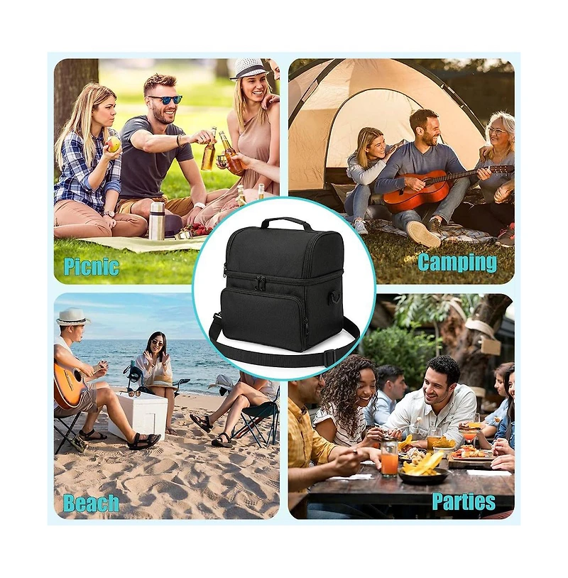 Cowin Camping Cooler Bag14.5L Lunch Box for Men Women Portable Coolers Bag Lunchbox Insulated Crossbody Bag Work Beach Travel