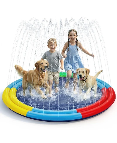 Aofar 78" Splash Pad Sprinkler Water Play Mat Dog Kids Outdoor Summer