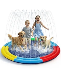 Aofar 78" Splash Pad Sprinkler Water Play Mat Dog Kids Outdoor Summer