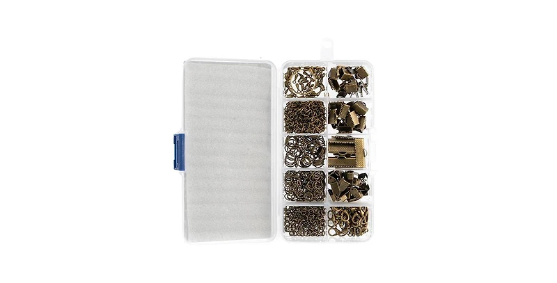 John Bead 10-Slot Antique Brass Jewelry Findings Kit Assortment, 503pcs