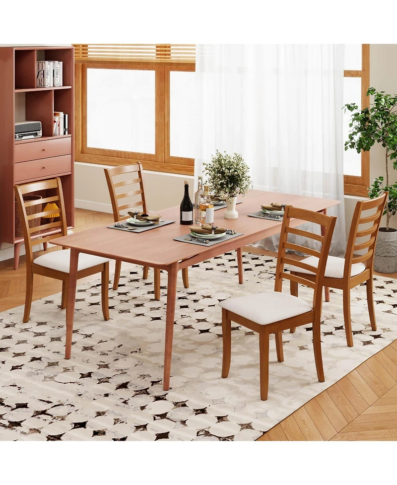 Costway Wooden Dining Chair Kitchen with Rubber Wood Legs and Slatted Backrest