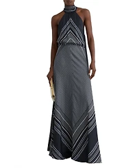 Reiss Women's Scarf-Print Tie-Neck Maxi Dress