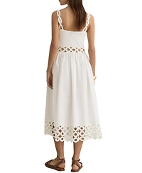 Reiss Women's Rib-Knit Woven Mix Cut-Out Midi Dress